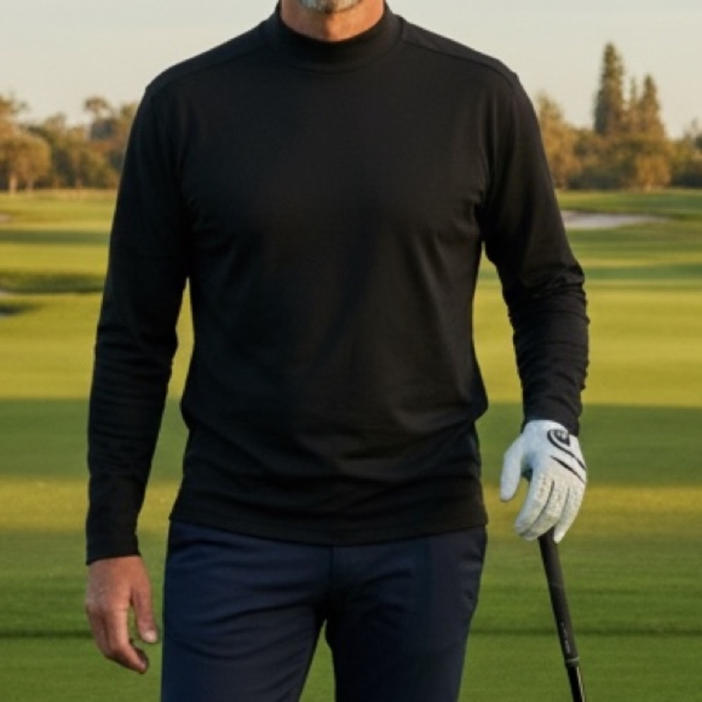 👛 (ANY 2/$30) Bundle PGA Golf Tour Black Long Sleeved Mock Turtleneck, Golf Book